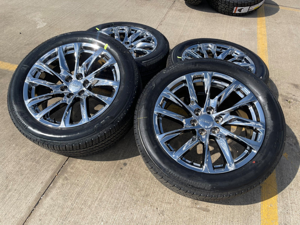 22" GMC Yukon Sierra Escalade OEM 95027 4875 wheels rims CHROME 2025 2026 NEW Texas Truck Tire