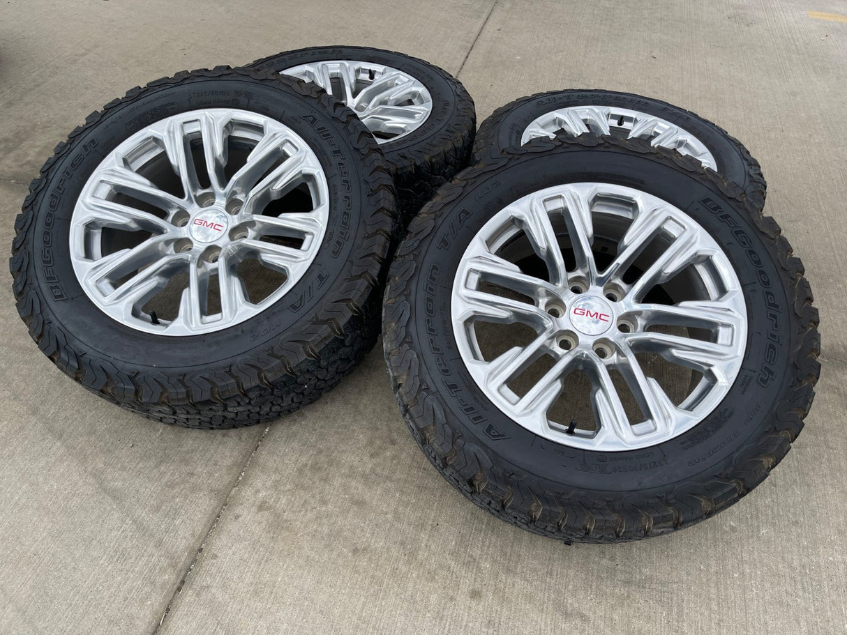 20" GMC Yukon Sierra Tahoe Silverado OEM 2120 14024 wheels rims BFG KO2 A/T 33" Texas Truck Tire