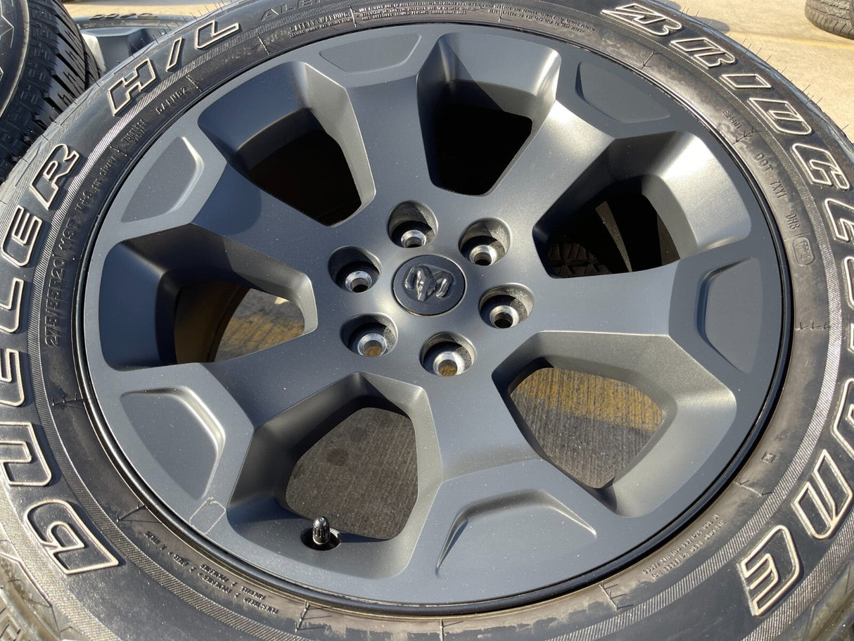20" Dodge Ram 1500 OEM Laramie Black 2680 wheels rims 2022 2023 2024 2025 2026 Texas Truck Tire