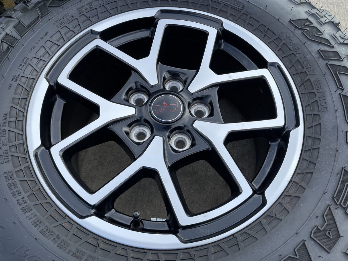 17" Jeep Wrangler Rubicon OEM 95730 9327 wheels rims Gladiator FALKEN MT 33" NEW Texas Truck Tire