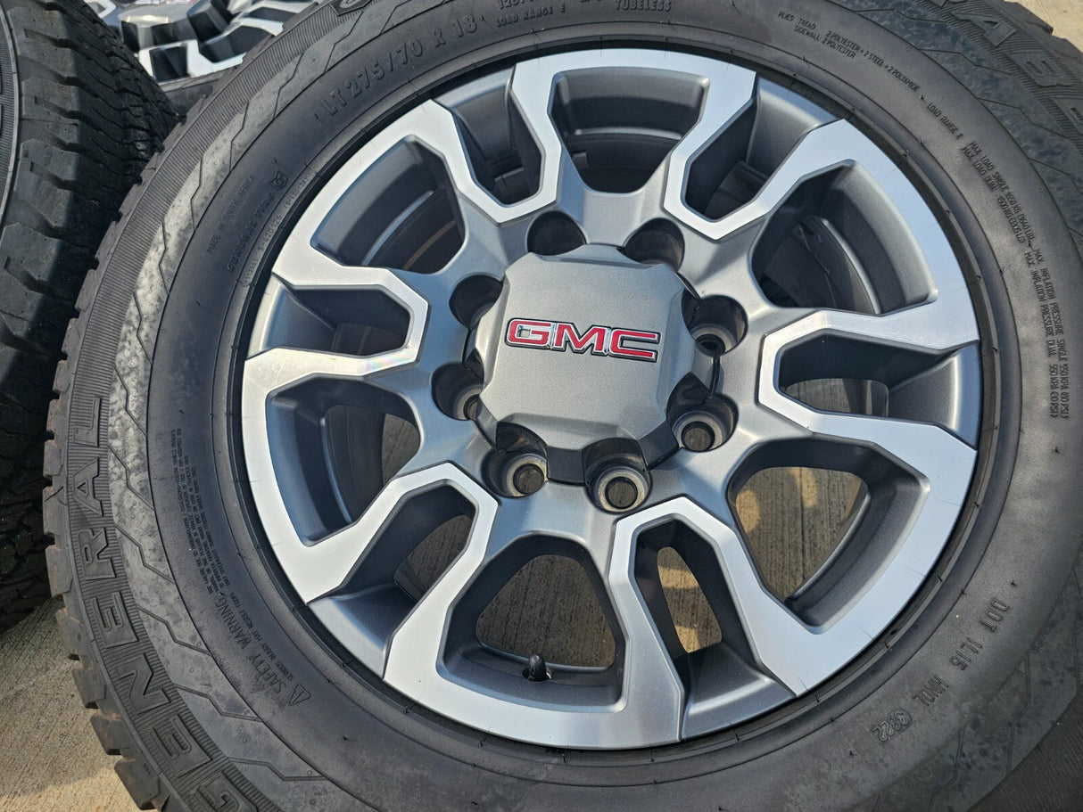 18" GMC Sierra AT4X Chevy Silverado 2500 3500 OEM 5949 wheels rims GENERAL Texas Truck Tire