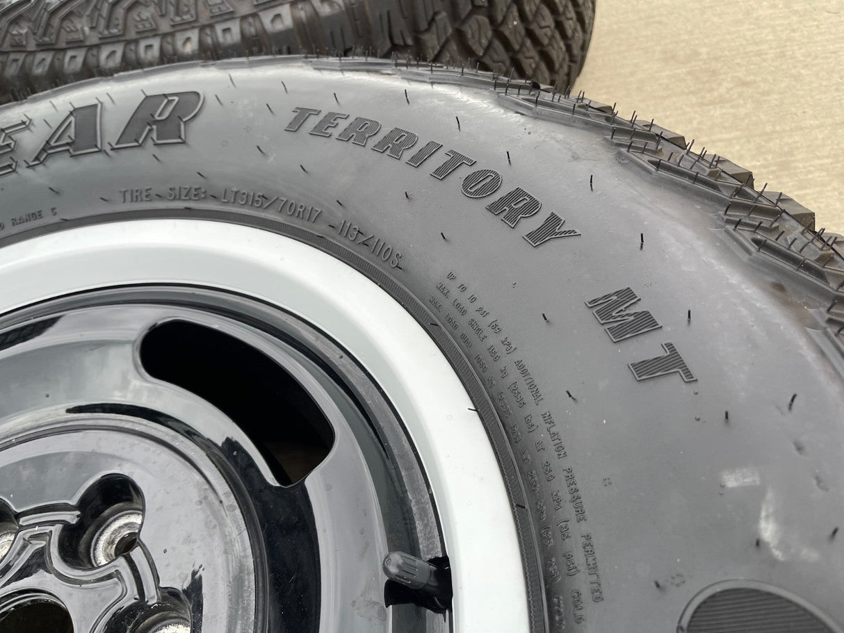 17" Ford Bronco HERITAGE Edition wheels rims white GOODYEAR 35" DISCOUNTED Texas Truck Tire