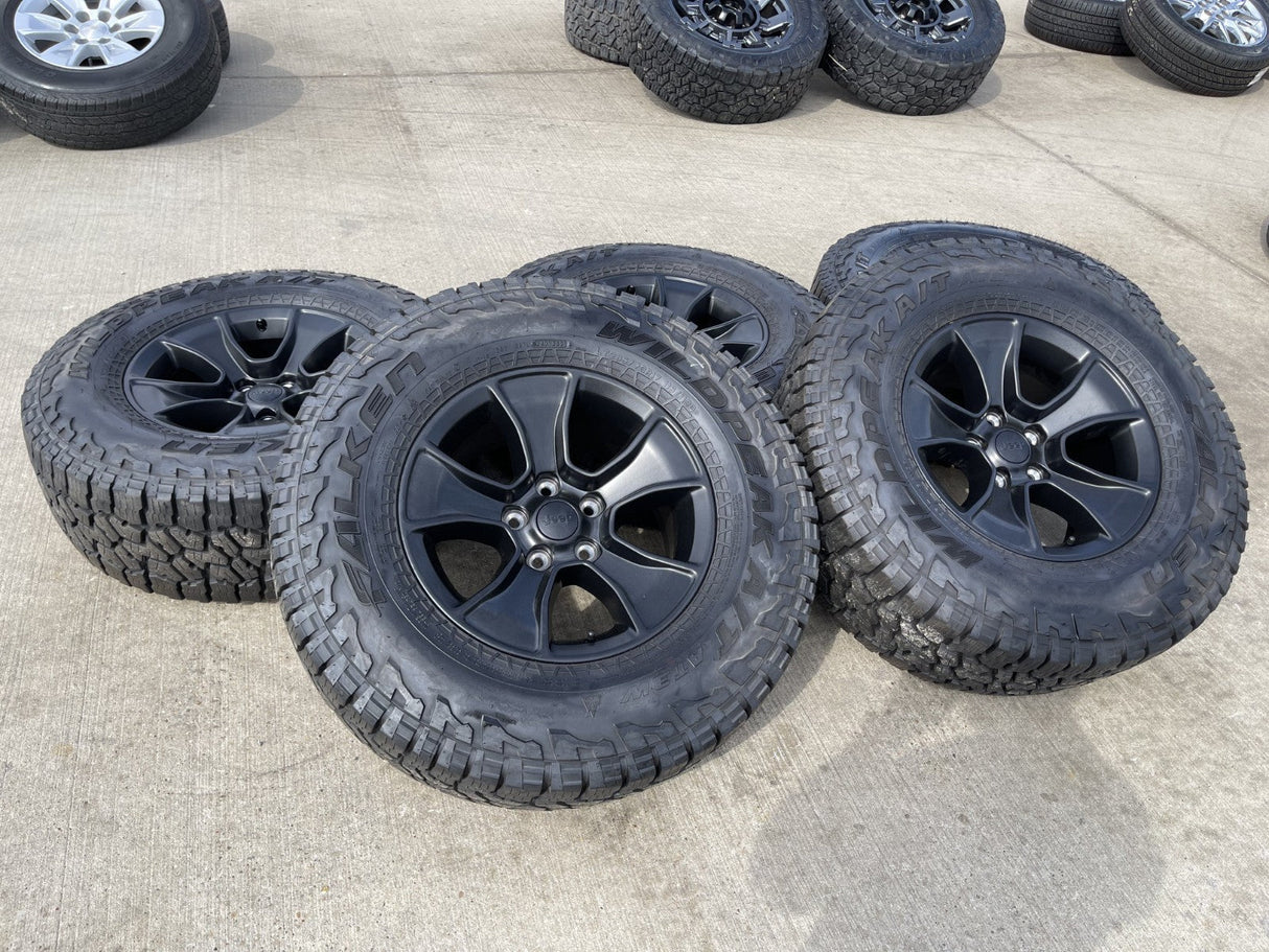 (5) 17" Jeep Wrangler Rubicon OEM 96226 wheels rims Gladiator FALKEN A/T3 NEW Texas Truck Tire