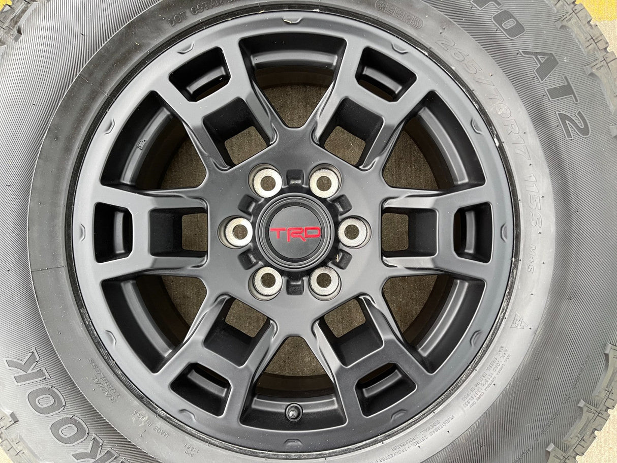 17" Toyota Tacoma 4Runner OEM wheels rims black TRD FJ HANKOOK A/T2 NEW Texas Truck Tire