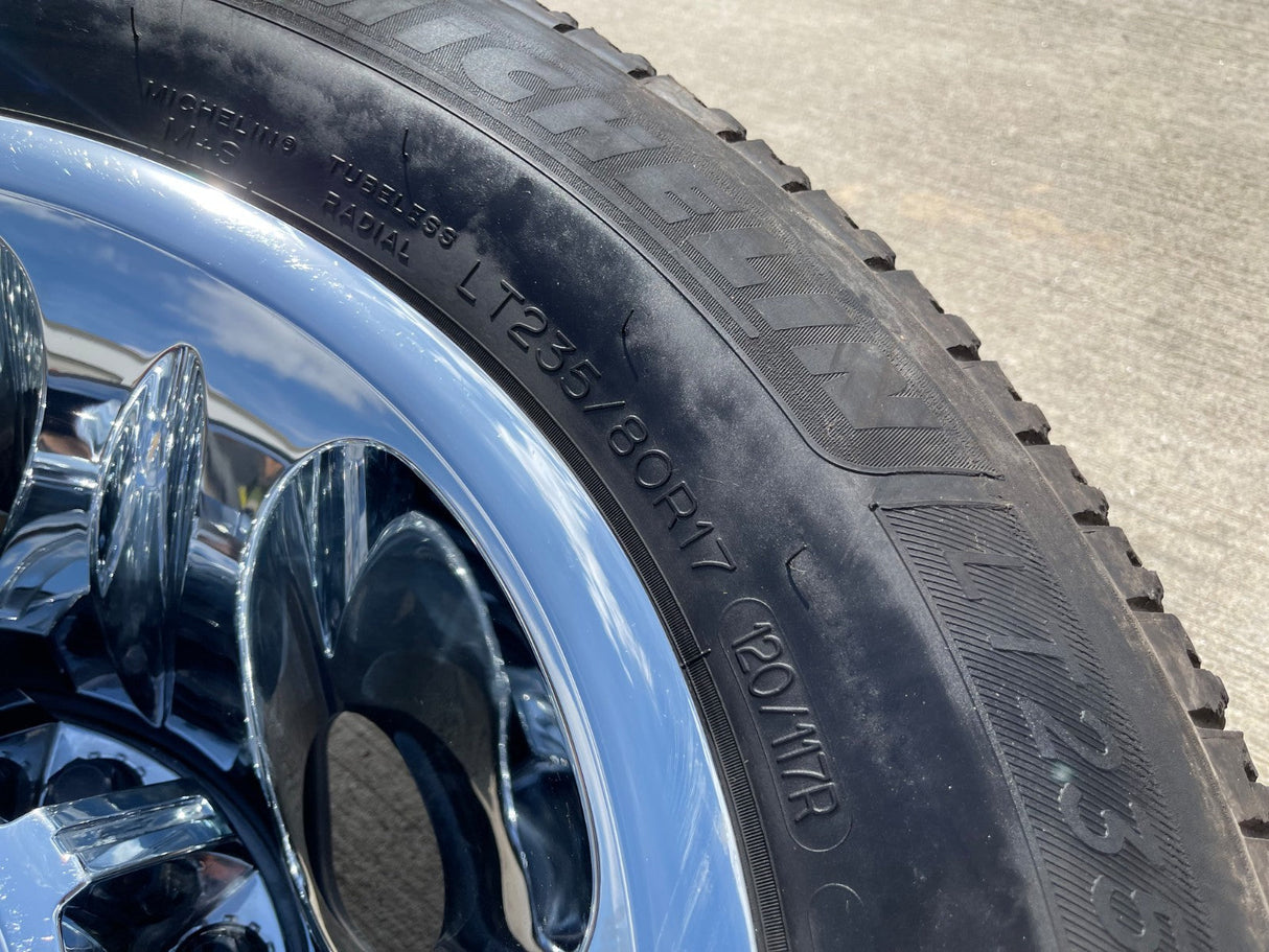 17" Chevy Silverado GMC Sierra 3500 Dually OEM 8094 rims wheels tires MICHELIN Texas Truck Tire