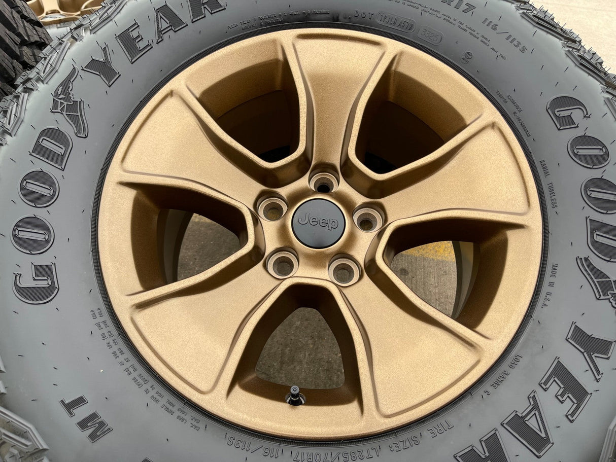 17" Jeep Wrangler Rubicon OEM 96226 wheels rims Gladiator GOODYEAR A/T 33" NEW Texas Truck Tire