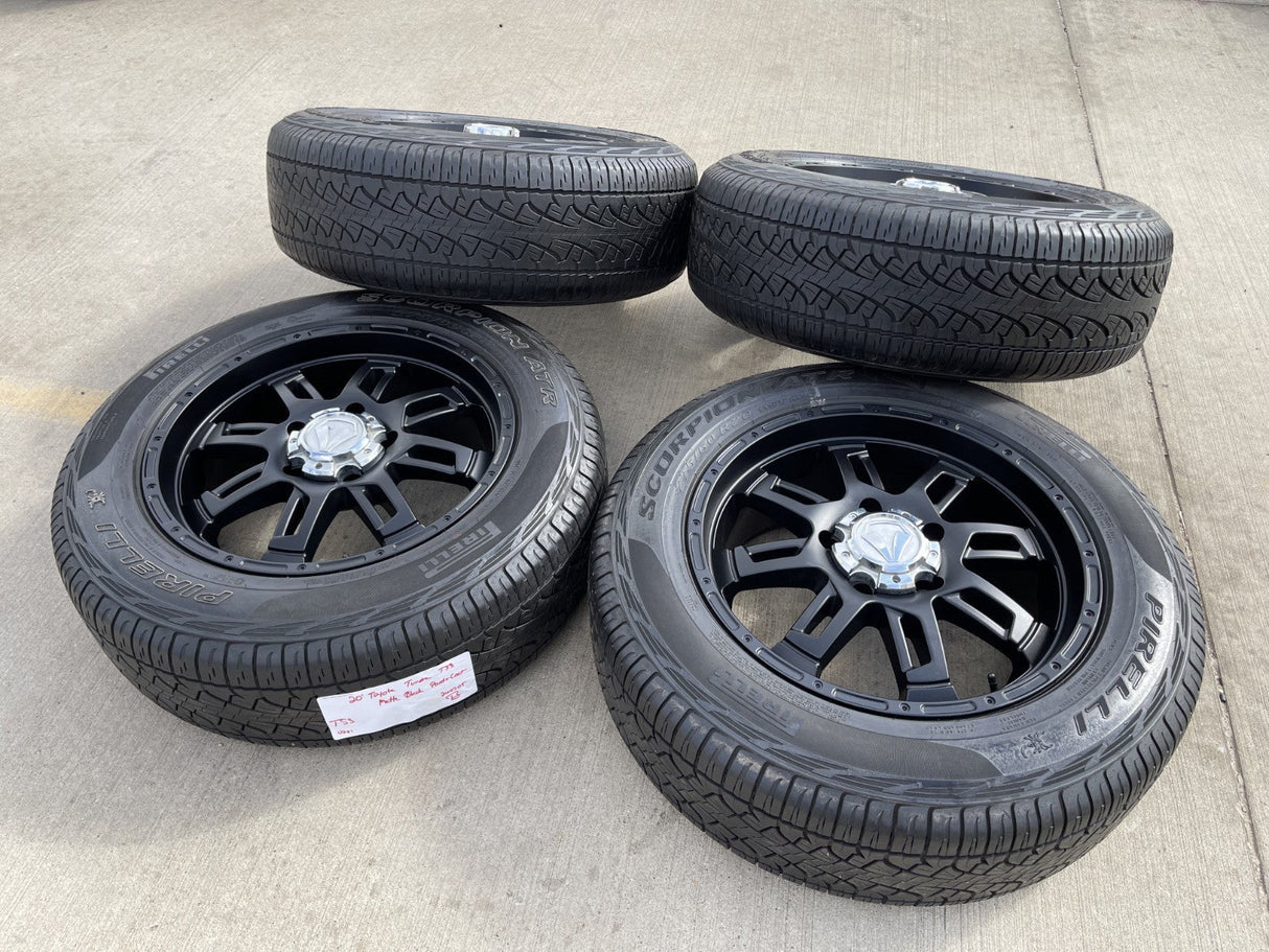 20" Toyota Tundra Sequoia T FORCE TSS TRD OEM black wheels rims 5x150 PIRELLI Texas Truck Tire
