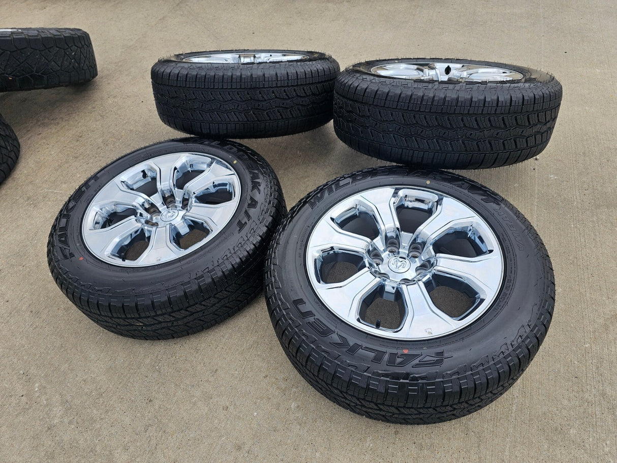 20" Dodge Ram 1500 OEM Laramie CHROME 2679 wheels rims tires 2023 2024 2025 NEW Texas Truck Tire