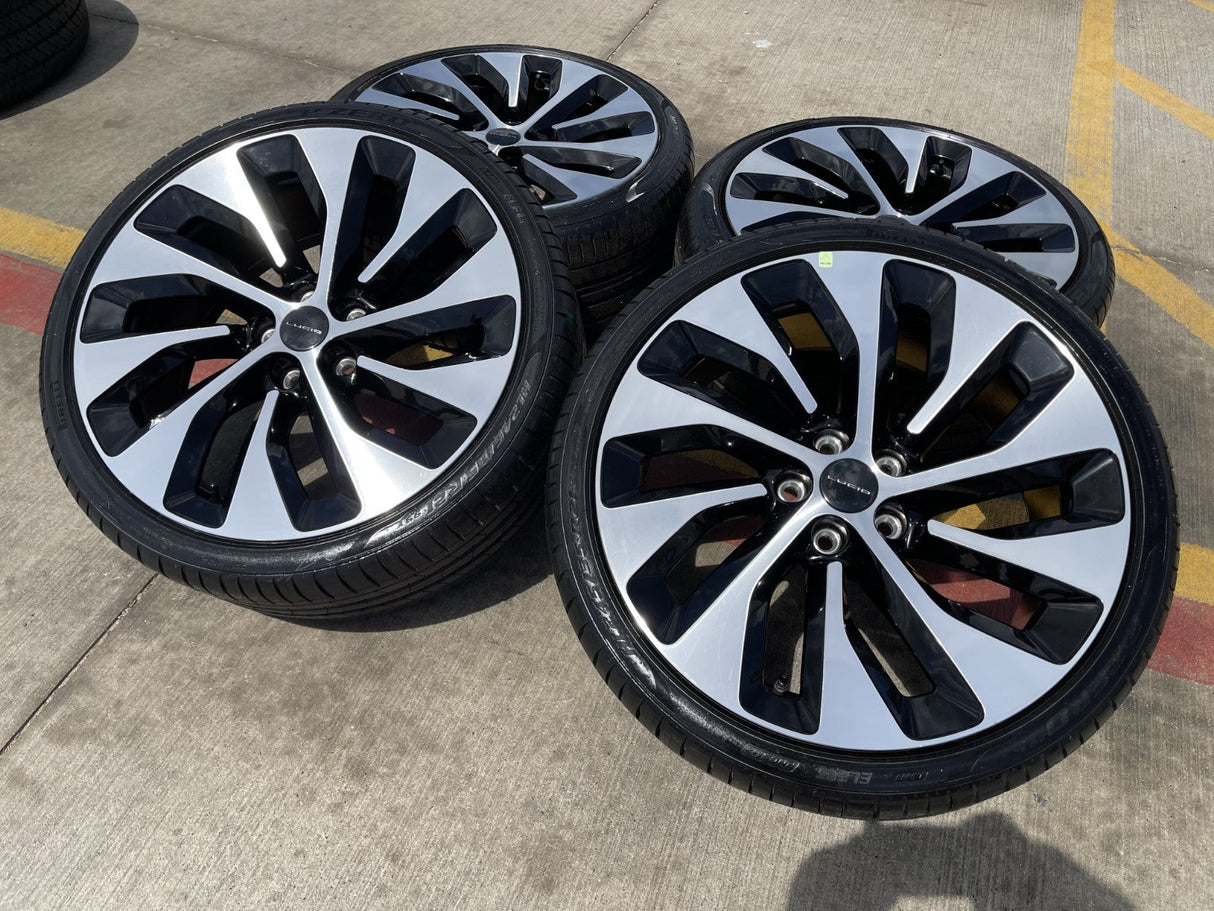21" Lucid Air Grand Touring OEM 95542 95543 wheels rims black tires DISCOUNTED Texas Truck Tire