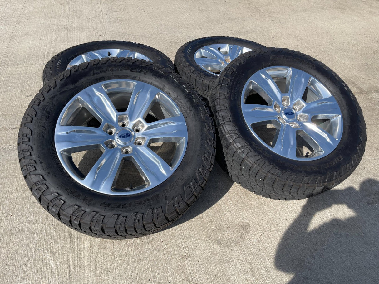 20" Ford F-150 Expedition OEM rims wheels polished 10004 tires COOPER A/T Texas Truck Tire