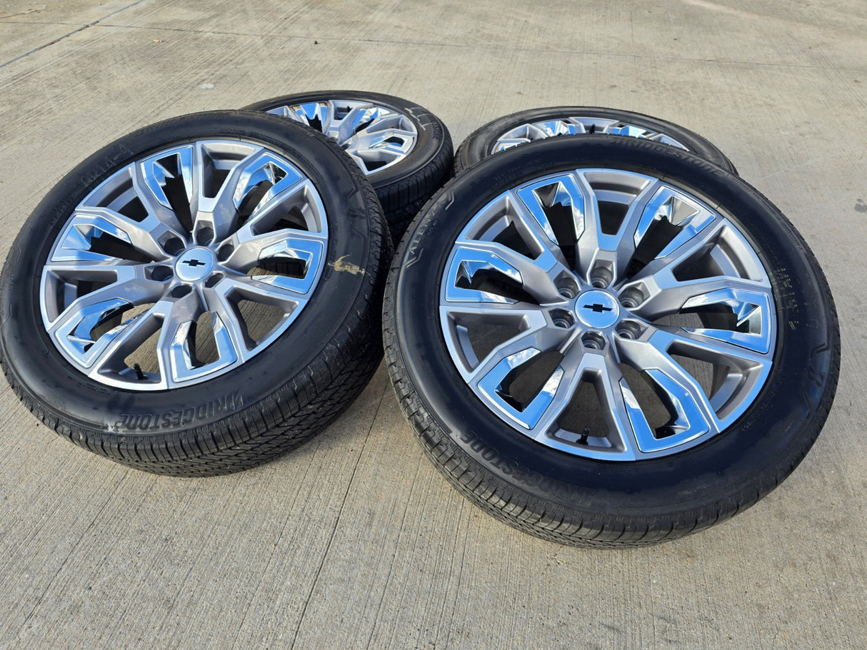22" GMC Yukon Chevy Tahoe Escalade OEM chrome 95513 wheels rims tires NEW Texas Truck Tire
