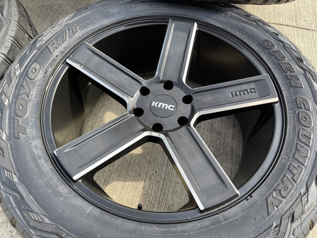 22x9 22" KMC Duece KM702 Chevy Silverado RAM wheels rims 6x139 6x5.5 tires TOYO Texas Truck Tire