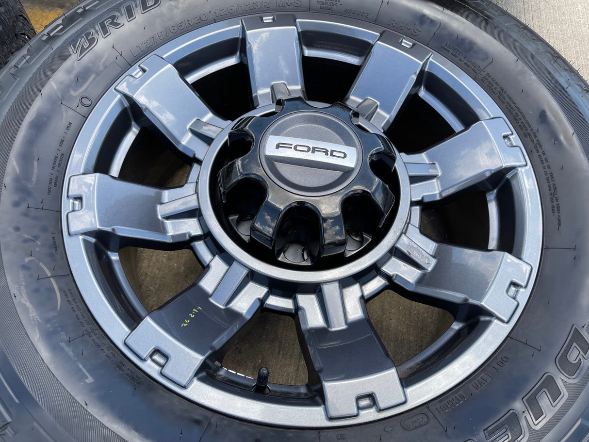 20" Ford F-250 F-350 OEM gray Lariat 10485 10296 wheels rims tires Texas Truck Tire