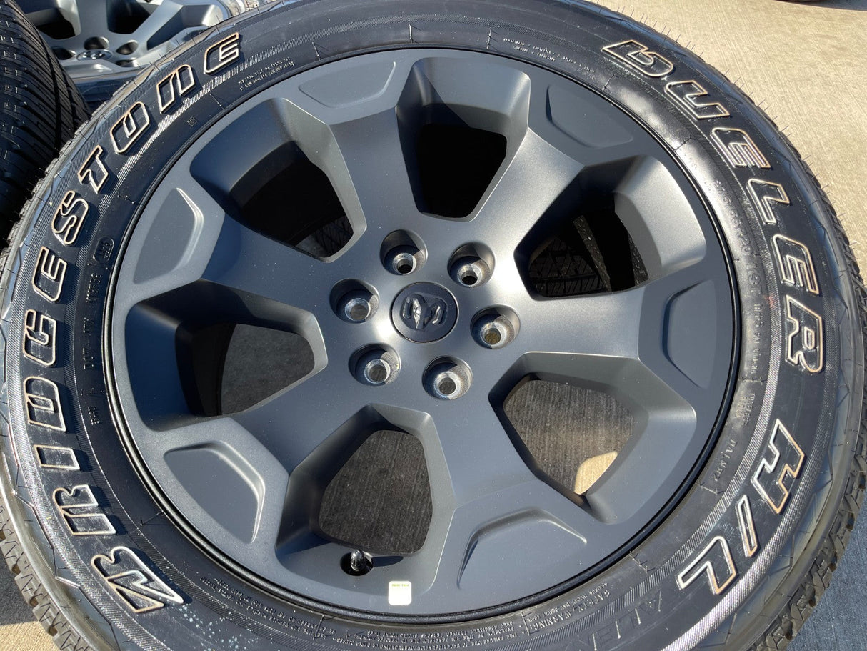 20" Dodge Ram 1500 OEM Laramie Black 2680 wheels rims tires 2024 2025 2026 NEW Texas Truck Tire