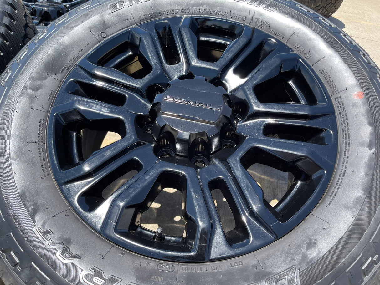 20" GMC Sierra Chevy 2500 OEM 5957 BLACK DIAMOND wheels rims 2024 2025 2026 NEW Texas Truck Tire
