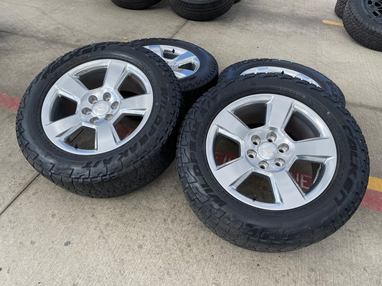 20" Chevy Silverado 1500 Tahoe Suburban OEM wheels rims 5652 tires FALKEN A/T3 Texas Truck Tire