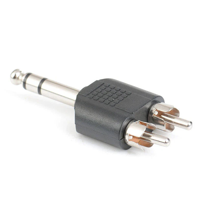 1 Pole 6.35mm Male to RCA 2 Male Adapter TekShack