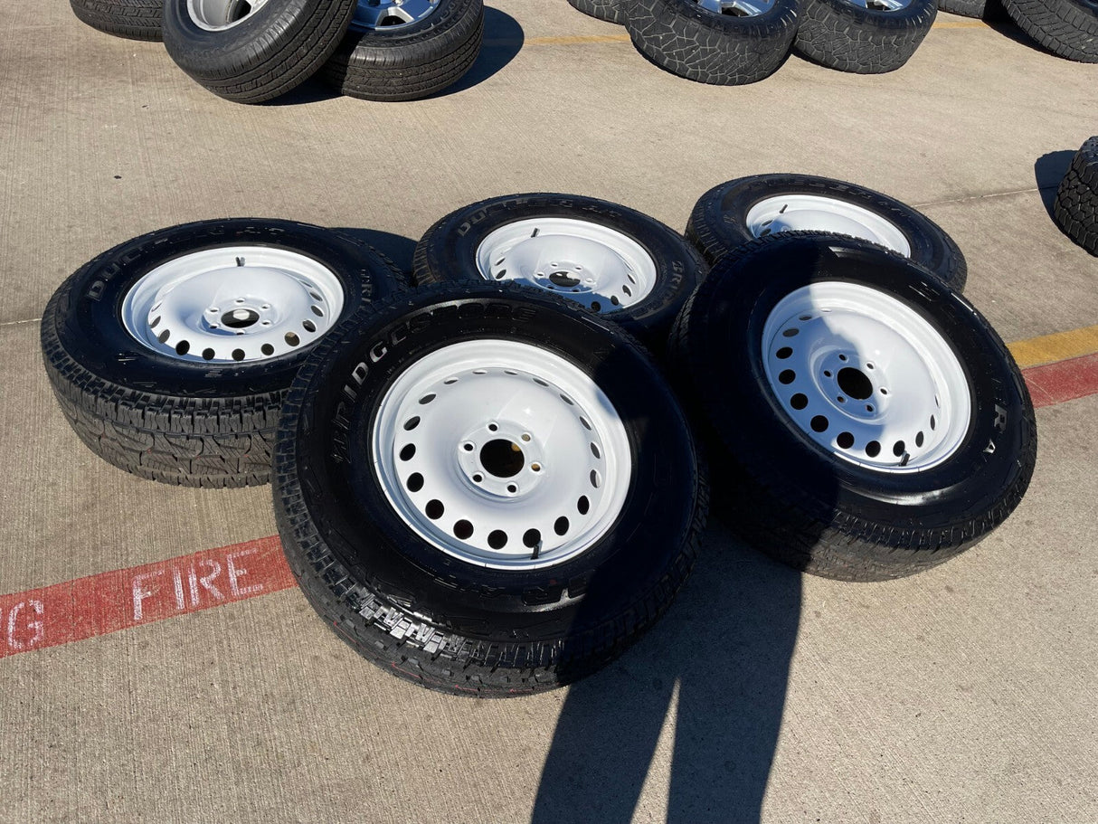 (4) 17" INEOS Grenadier OEM steel wheels rims WHITE tires 2024 2025 2026 NEW Texas Truck Tire
