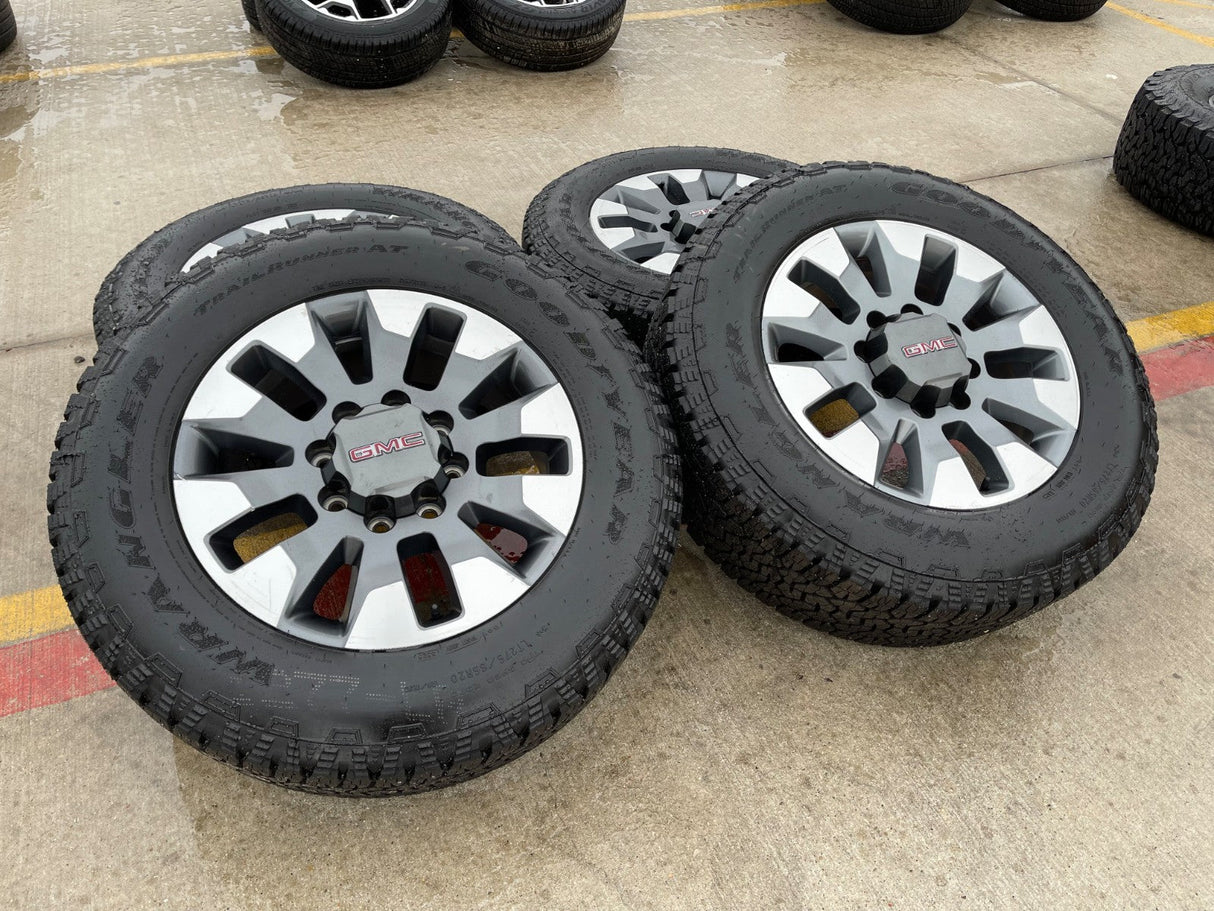 20" GMC Sierra AT4 Chevy Silverado 2500 3500 OEM 5960 5947 wheels rims GOODYEAR Texas Truck Tire