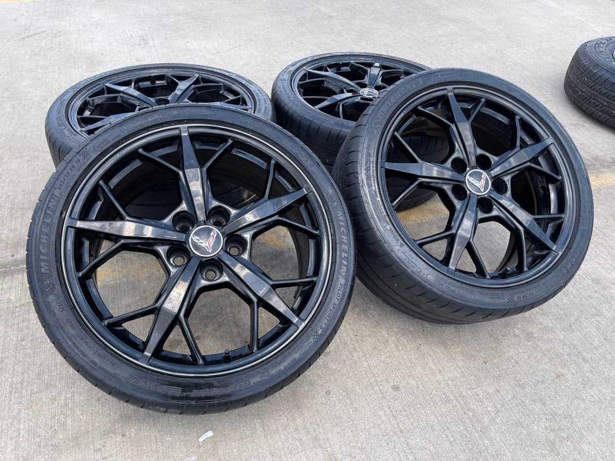 19" + 20" Chevy Corvette Z06 C8 OEM 14011 14012 wheels rims 2021 2023 2024 2025 Texas Truck Tire