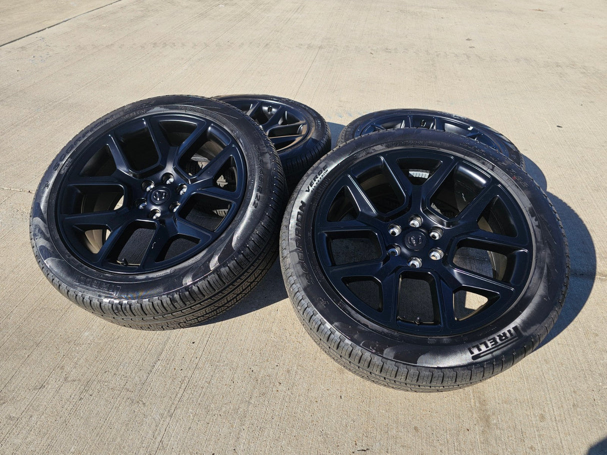 22" Dodge Ram 1500 OEM LIMITED Laramie wheels rims black 2725 2684 PIRELLI NEW Texas Truck Tire