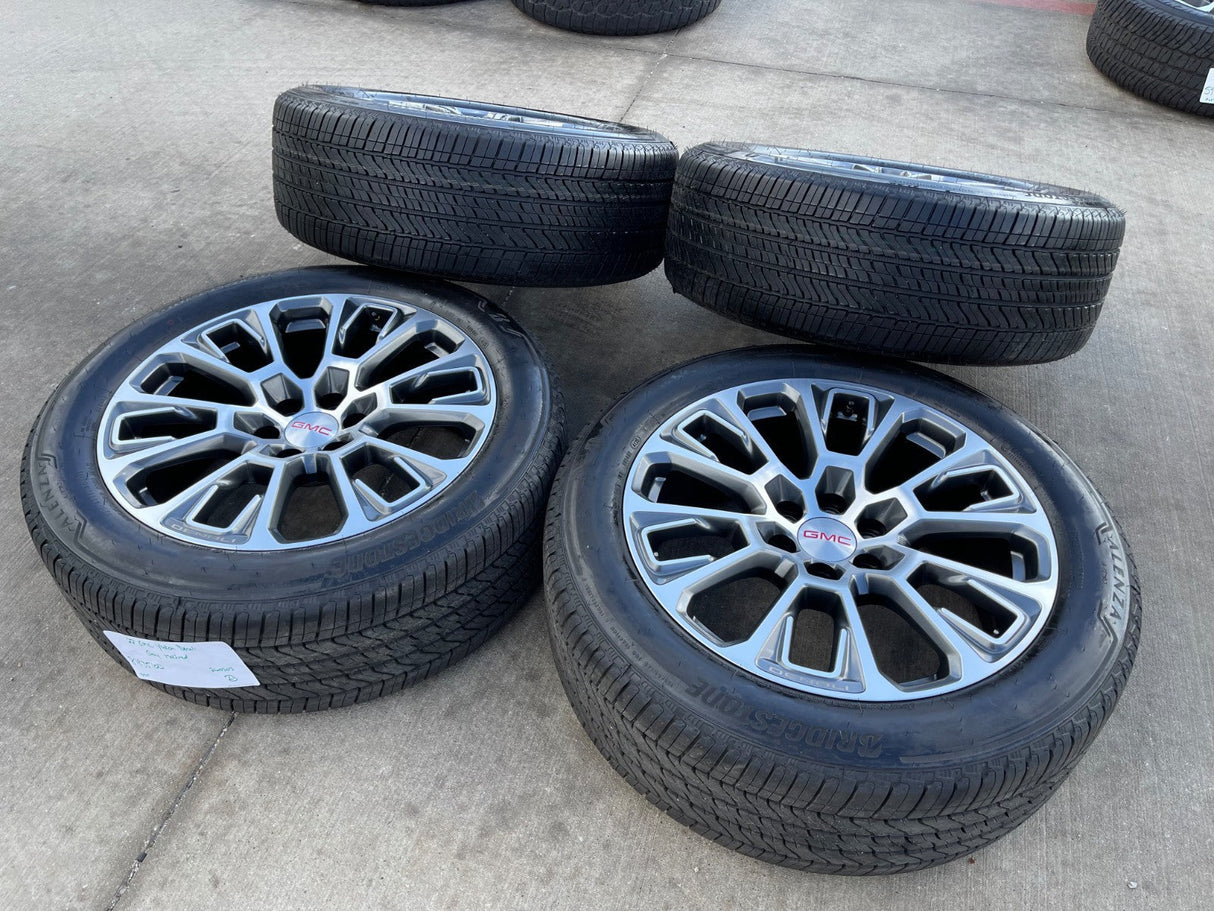 22" GMC Yukon Sierra DENALI OEM wheels rims Tahoe BRIDGESTONE 2024 2025 2026 NEW Texas Truck Tire