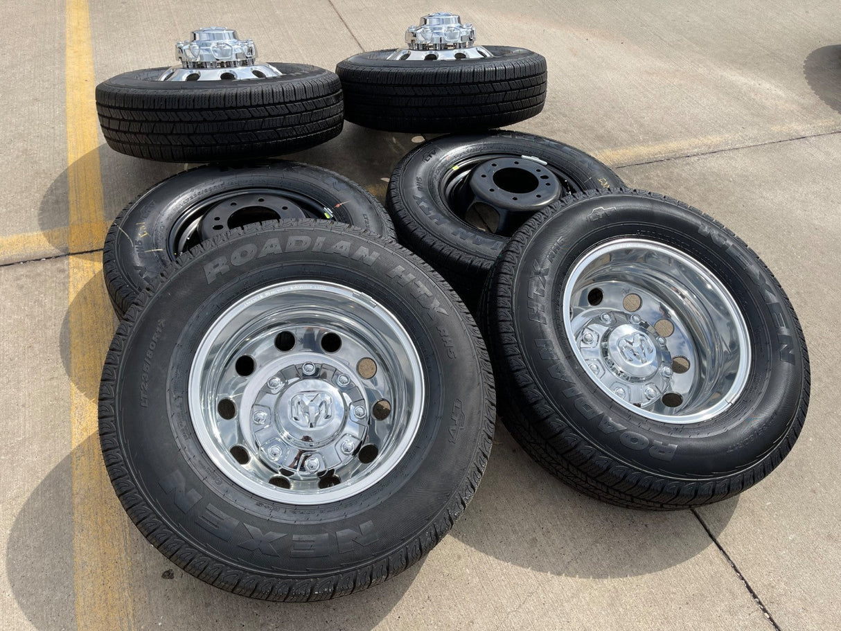 17" Dodge Ram 3500 Dually Laramie 8x200 wheels rims 2701 2702 OEM NEXEN NEW Texas Truck Tire