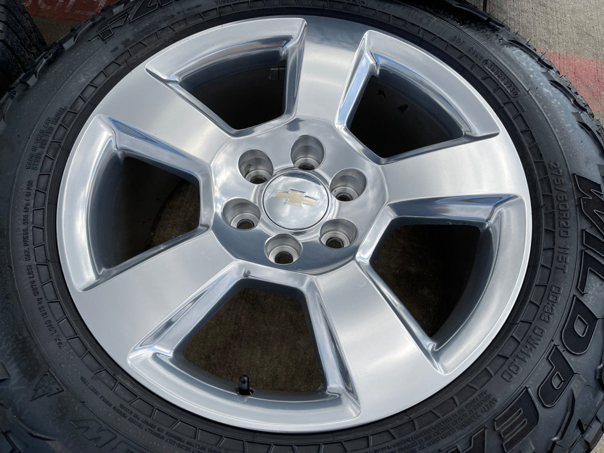 20" Chevy Silverado 1500 Tahoe Suburban OEM wheels rims 5652 tires FALKEN A/T3 Texas Truck Tire