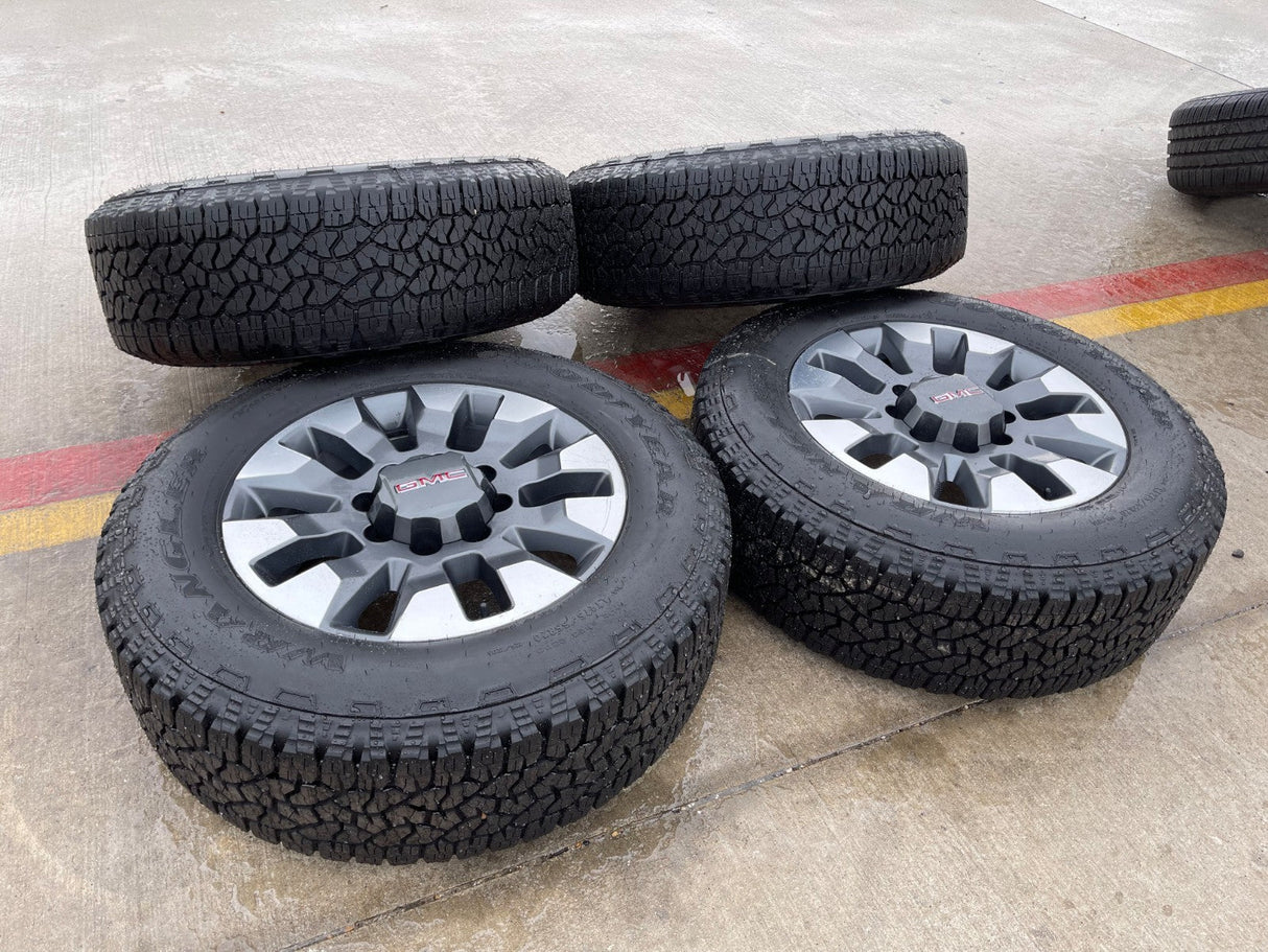 20" GMC Sierra AT4 Chevy Silverado 2500 3500 OEM 5960 5947 wheels rims GOODYEAR Texas Truck Tire
