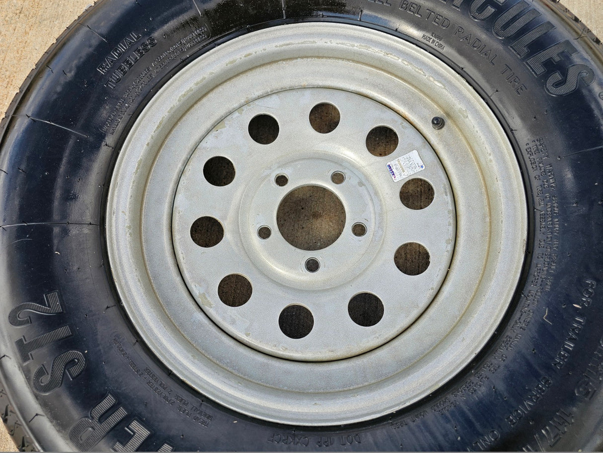 (1) 15x5 Dexstar Steel Trailer wheel rim tire 5x4.5 5x114.3 Texas Truck Tire
