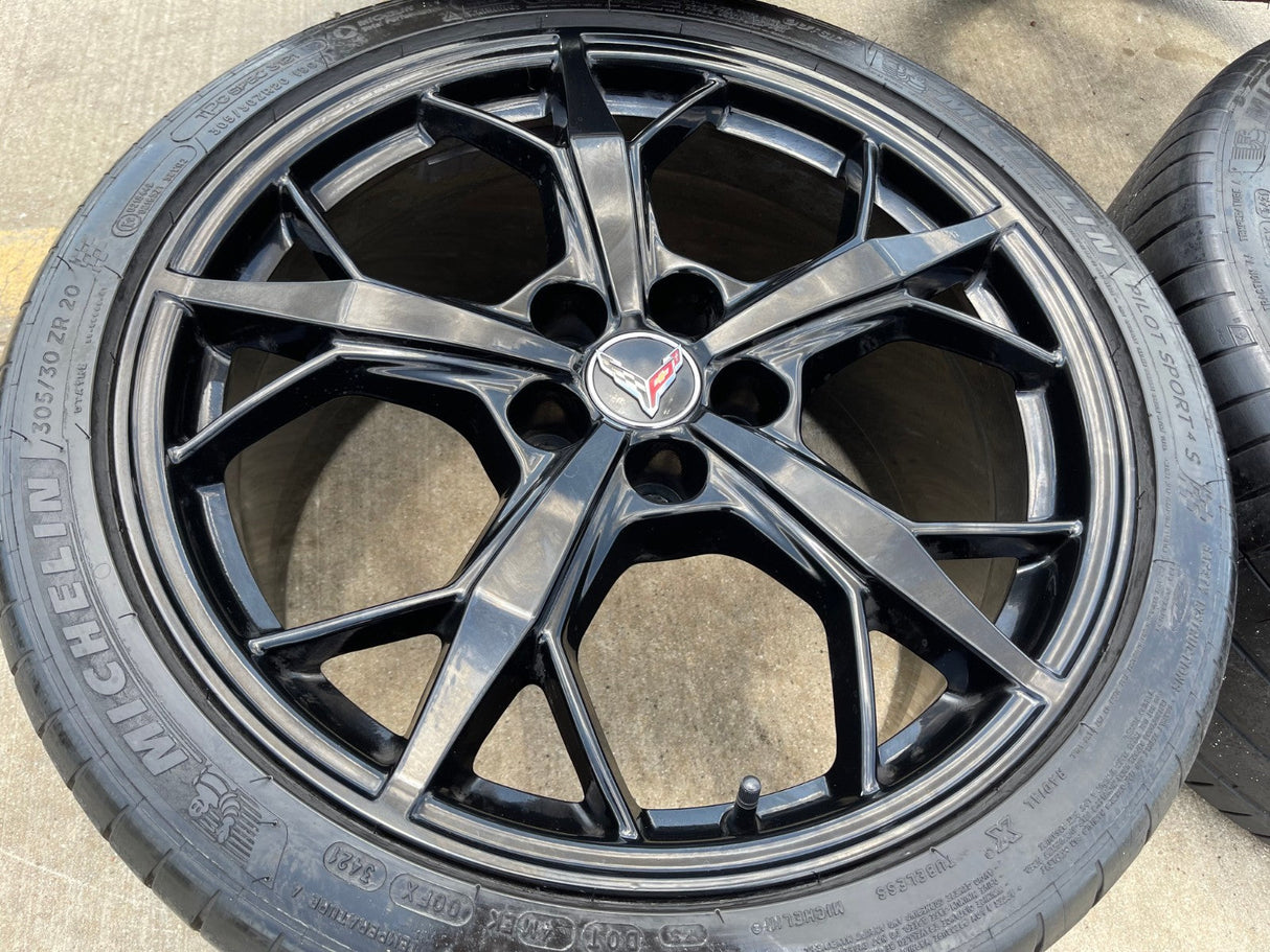 19" + 20" Chevy Corvette Z06 C8 OEM 14011 14012 wheels rims 2021 2023 2024 2025 Texas Truck Tire