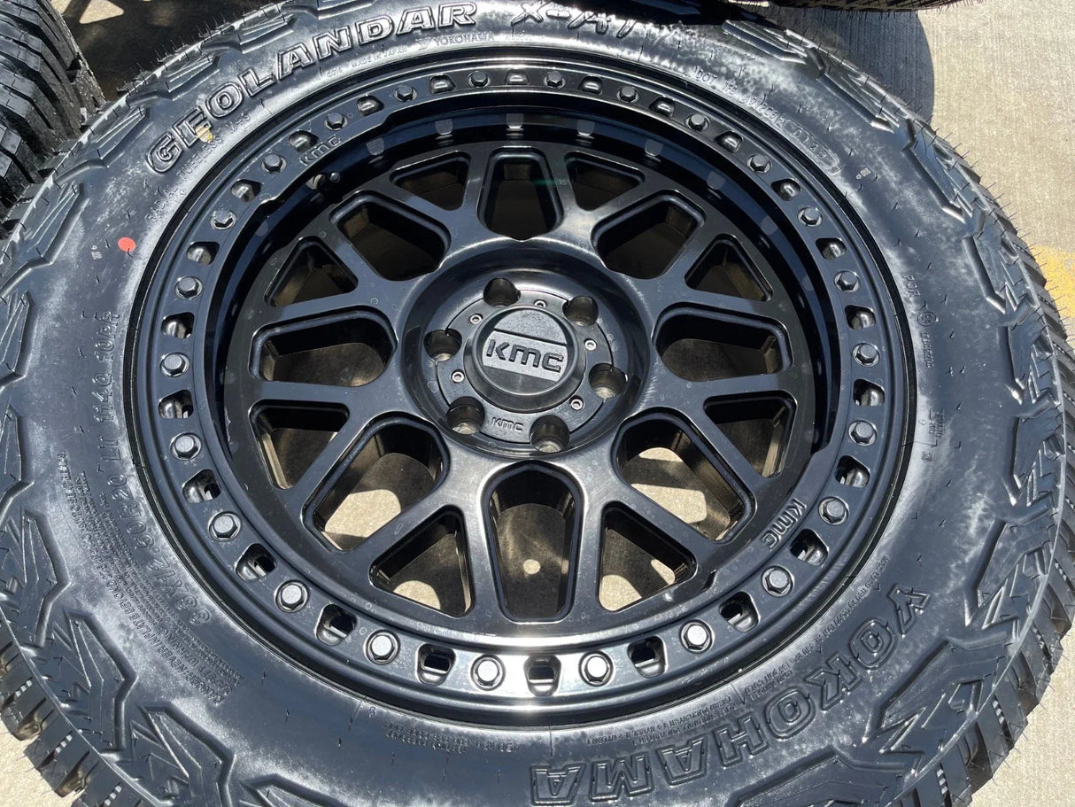 20x9 20" KMC KM549 Ford Expedition F-150 6x135 wheels rims tires 33" NEW Texas Truck Tire