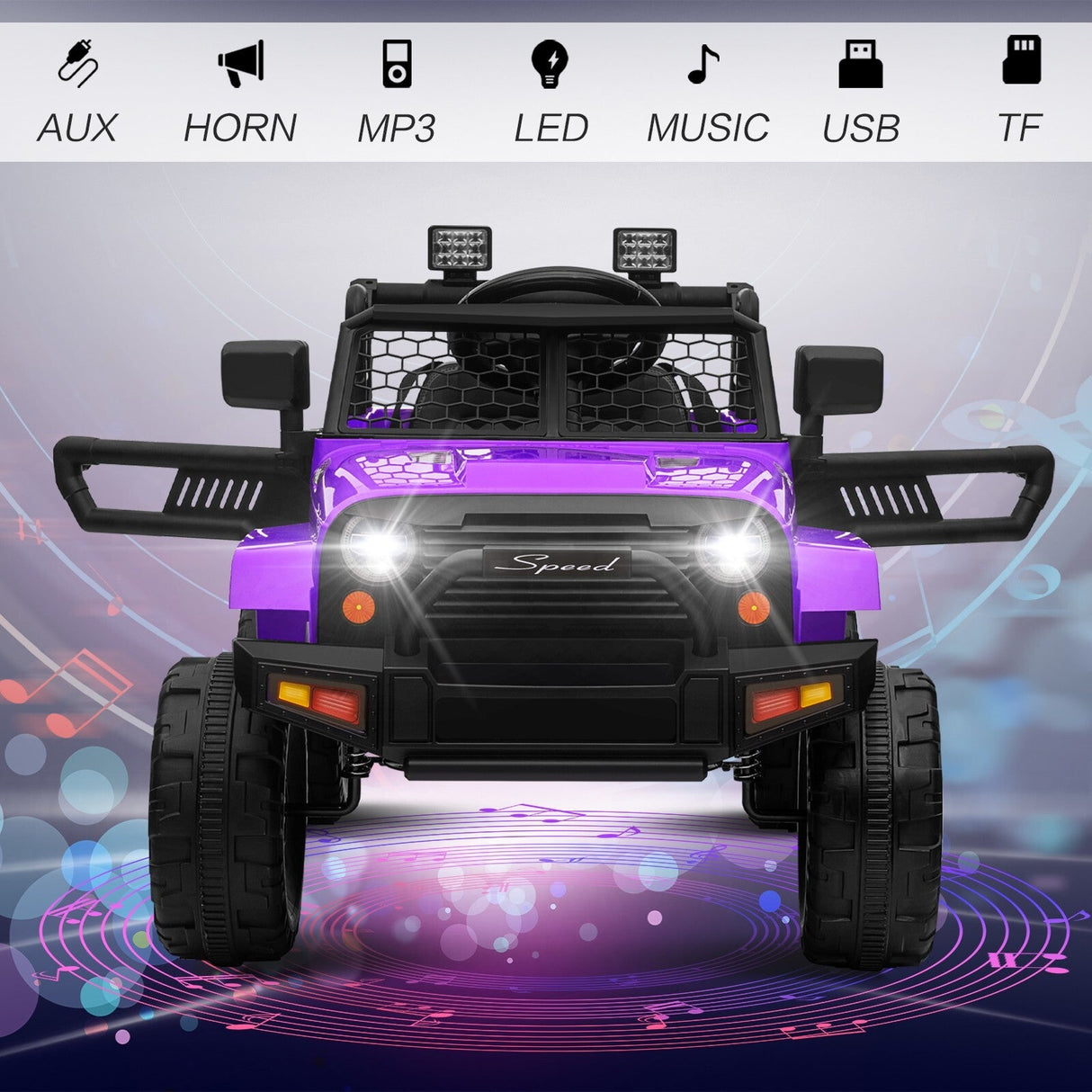 12V Kids Ride-On Power Wheels Remote Control Truck Vehicle Purple