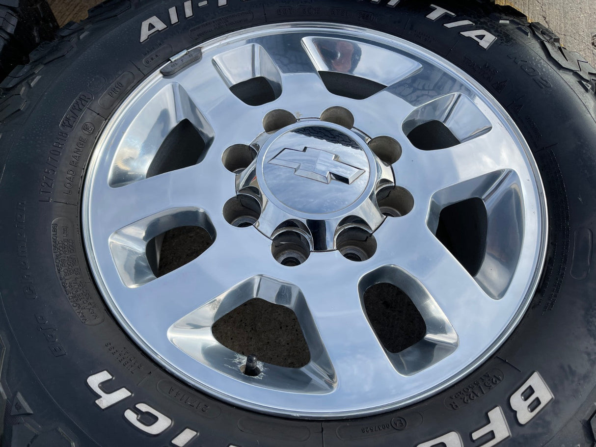 18" Chevy Silverado GMC Sierra 2500 3500 OEM 5502 wheels rims tires BFG KO2 A/T Texas Truck Tire