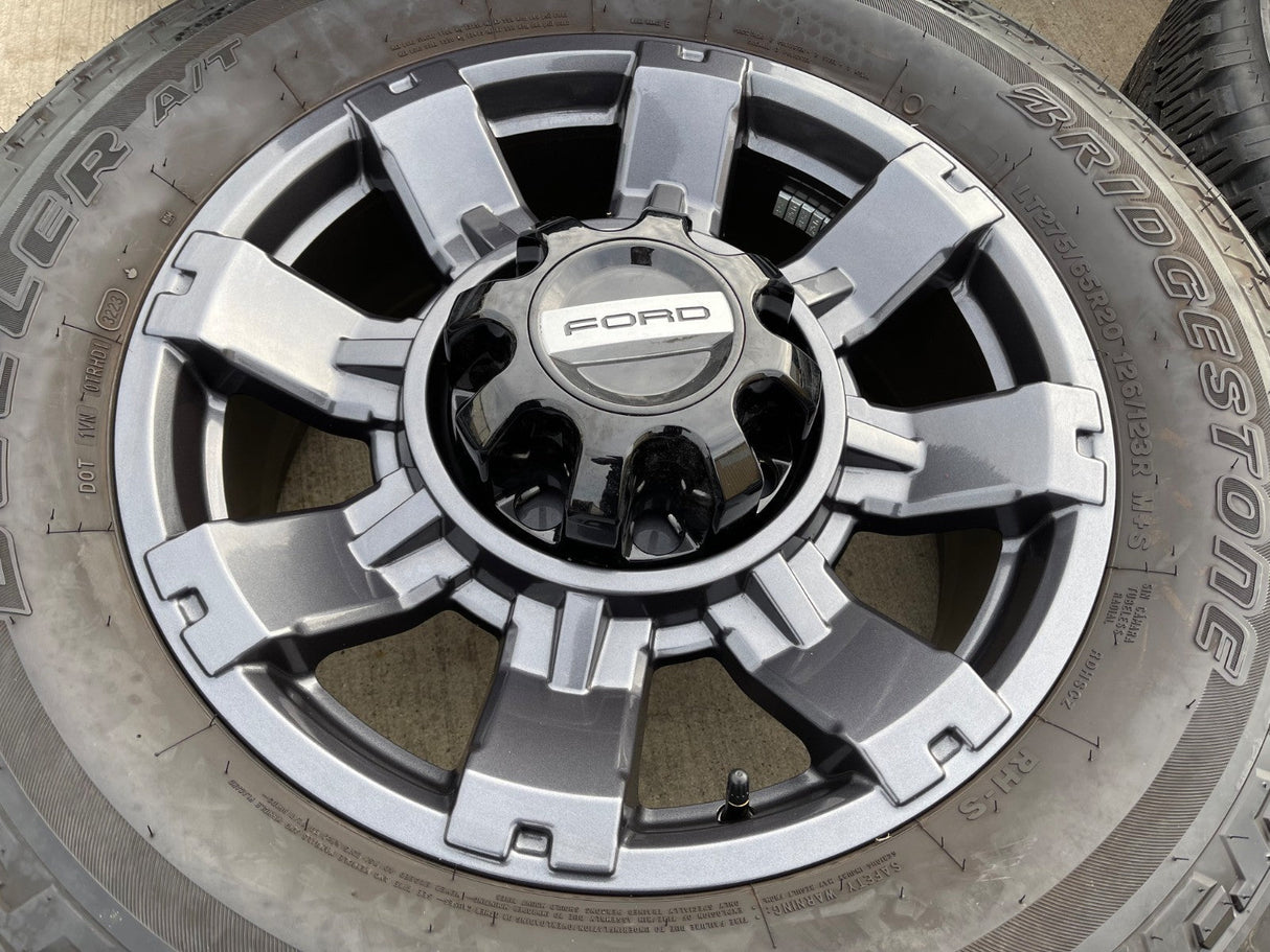 20" Ford F-250 F-350 OEM gray Lariat 10485 10296 wheels rims BRIDGESTONE A/T Texas Truck Tire