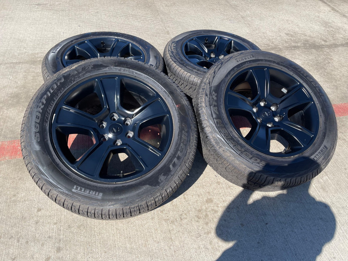 20" Dodge Ram 1500 OEM LIMITED Black 2676 2723 wheels rims PIRELLI A/TR Texas Truck Tire