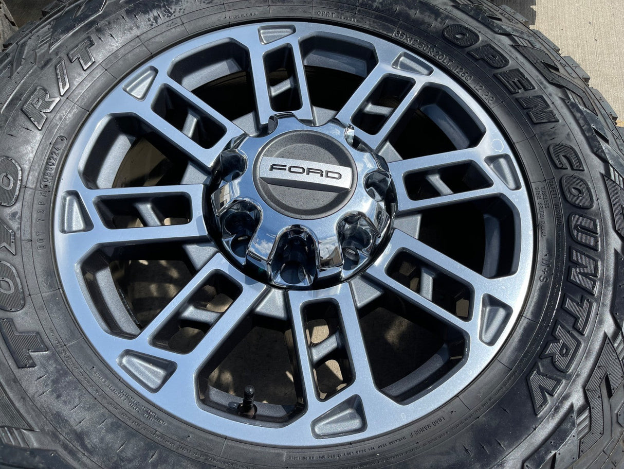 20" Ford F-250 F-350 OEM 10302 10483 LIMITED wheels rims 2024 2025 2026 TOYO 35" Texas Truck Tire