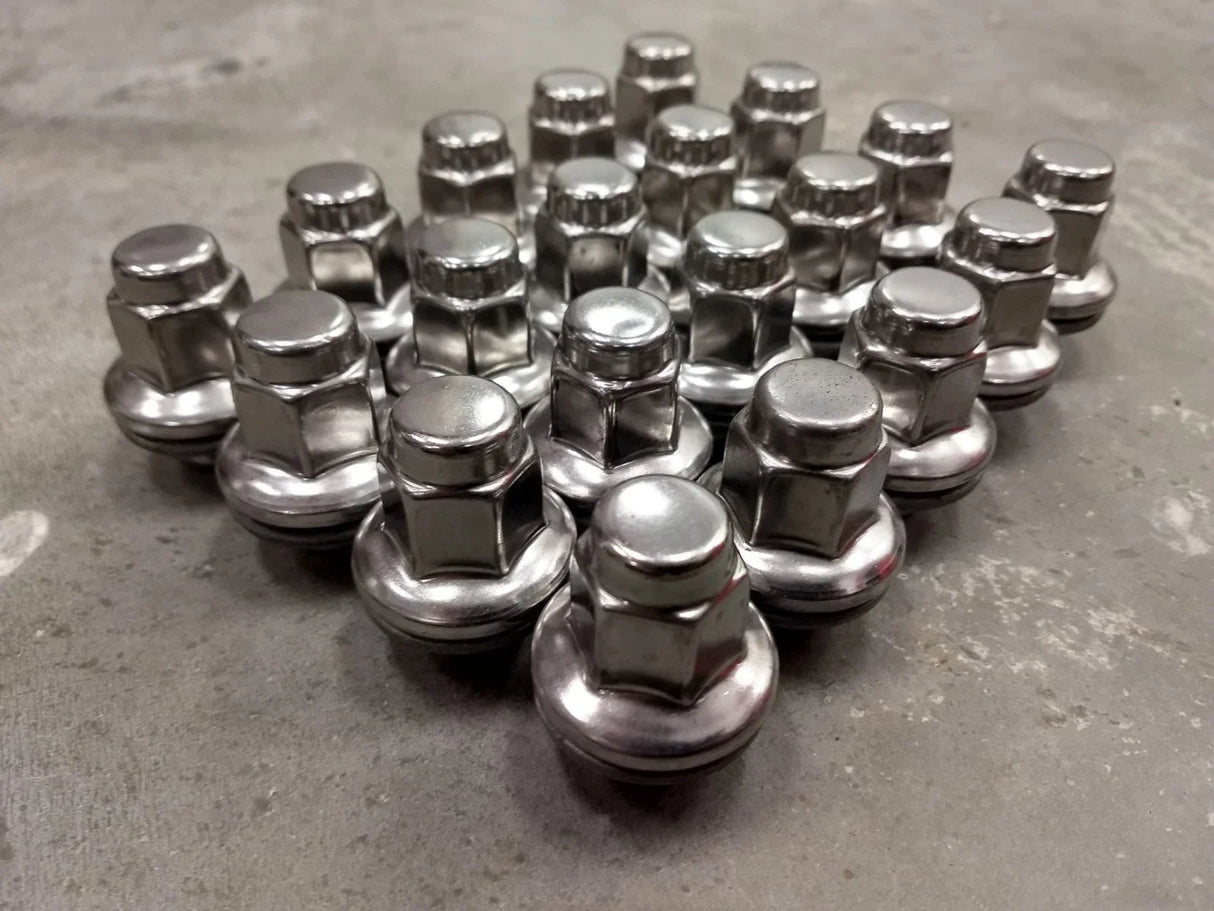 20) 14x1.5 OEM Toyota Tundra lug nuts washer polished LX570 Sequoia Land Cruiser Texas Truck Tire