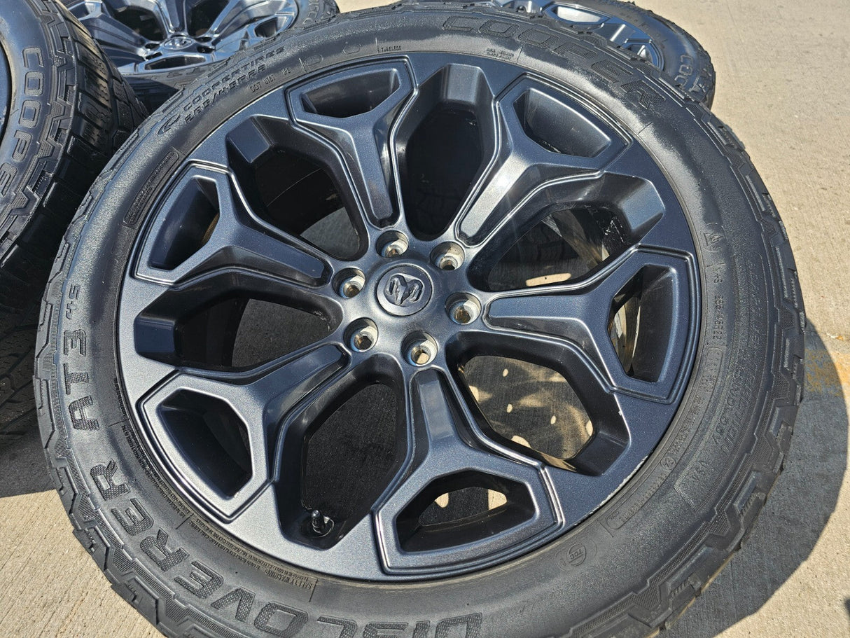 22" Dodge Ram 1500 OEM Laramie wheels LIMITED Gray 2685 2727 tires Texas Truck Tire