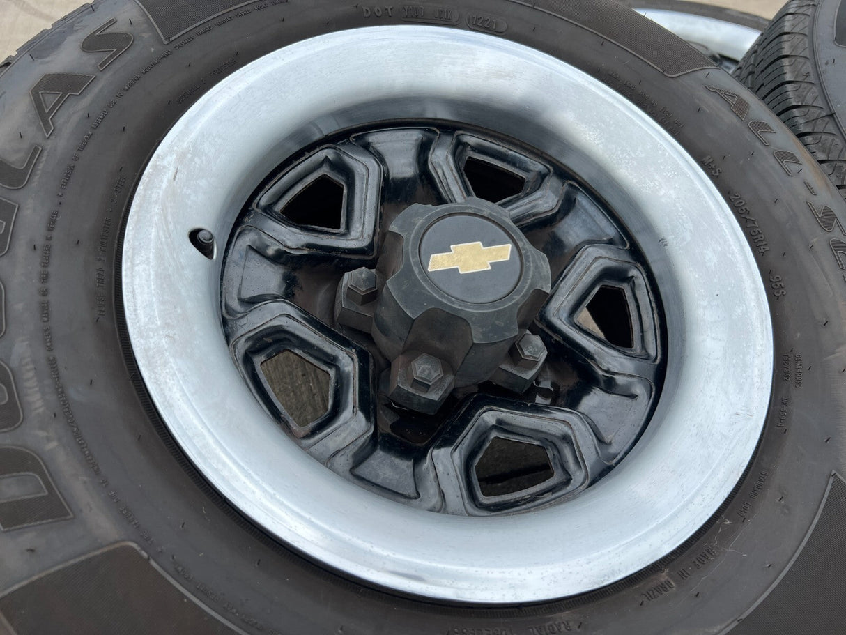 14" Chevy C1500 Blazer Old School Chevy wheels rims GMC tires 5x120 5x4.75 Texas Truck Tire