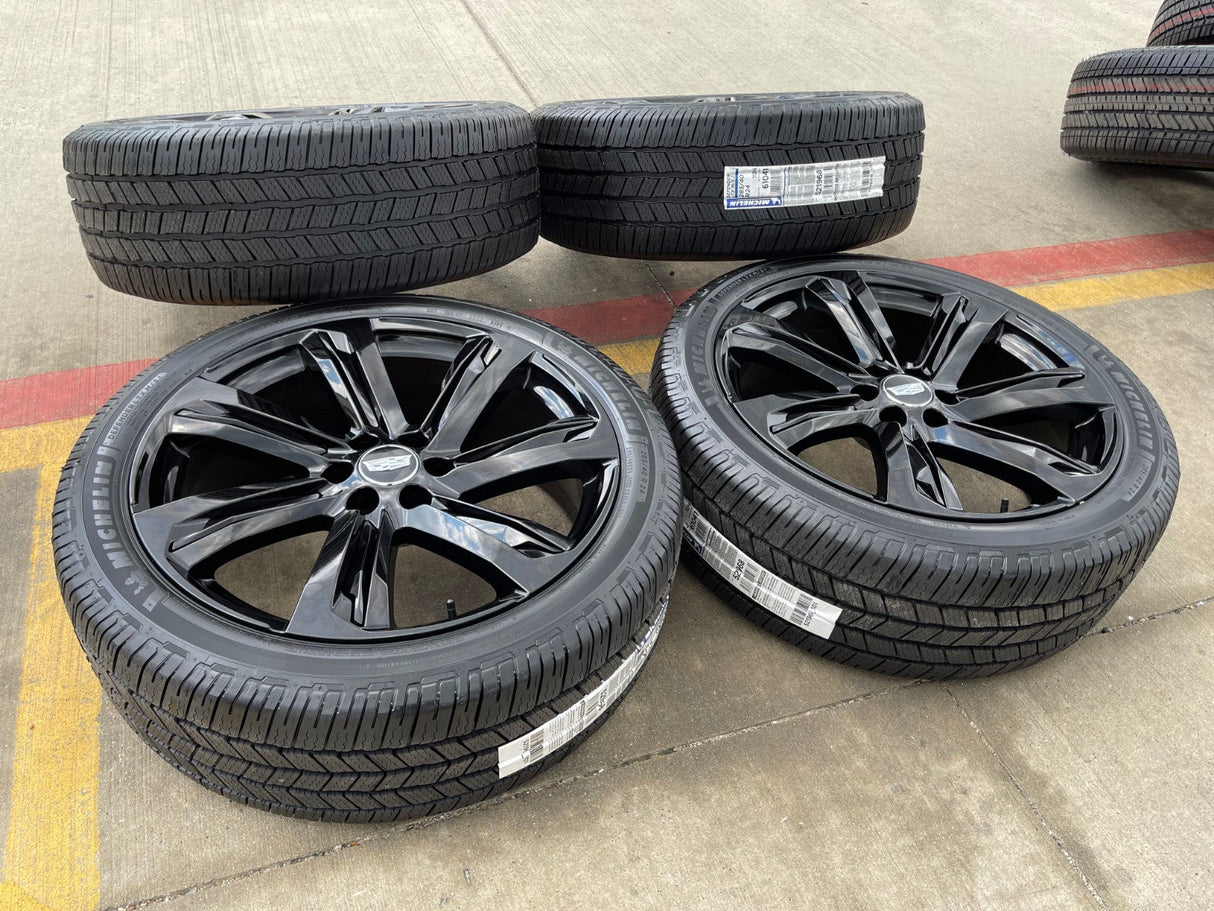 24" Cadillac Escalade V OEM wheels rims black tires 2024 2025 2026 NEW MICHELIN Texas Truck Tire