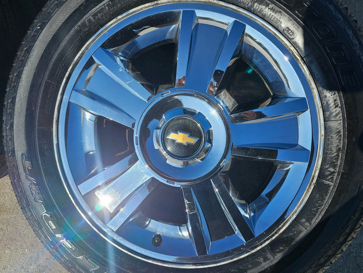 20" Chevy Silverado Tahoe Suburban chrome OEM 5416 wheels rims tires Texas Truck Tire
