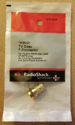 RadioShack 278-0229 Twist-On TV Coax F Connector for RG59/RG6 Cable TekShack