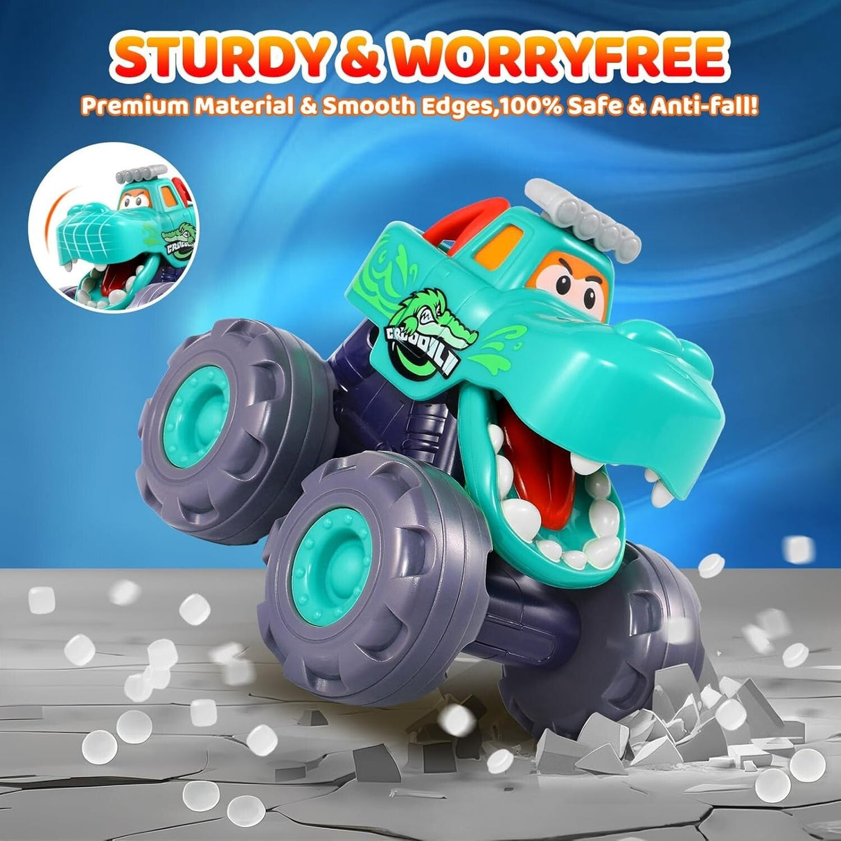 Pull-Back Monster Trucks for Toddlers (Ages 1-3) – Durable Educational Toy