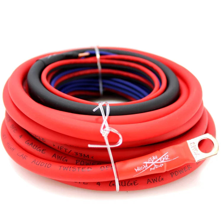 Sky High Car Audio 100% Copper OFC Amplifier Installation Kit 4GA Red Power Black Ground Sky High Car Audio