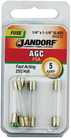 Jandorf Fast Acting 250 Volt 5 Amp Fuse #60632 Jandorf