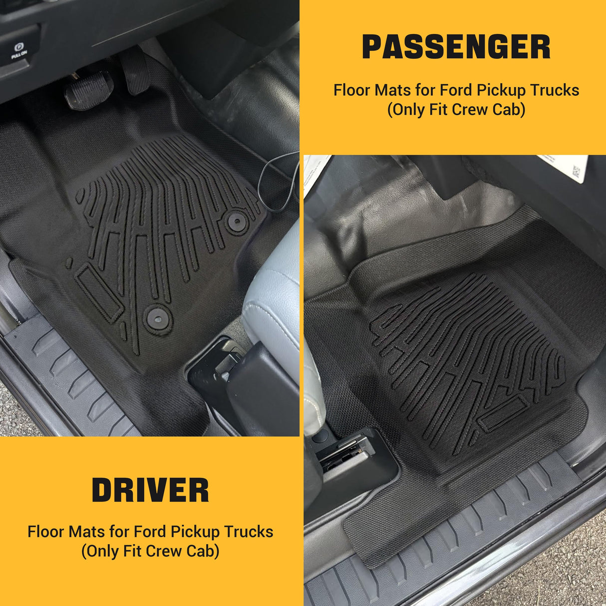 Trucktok 2012-2016 Ford F250 F350 F450 SuperCrew Cab All-Weather TPE Floor Mats TruckTok