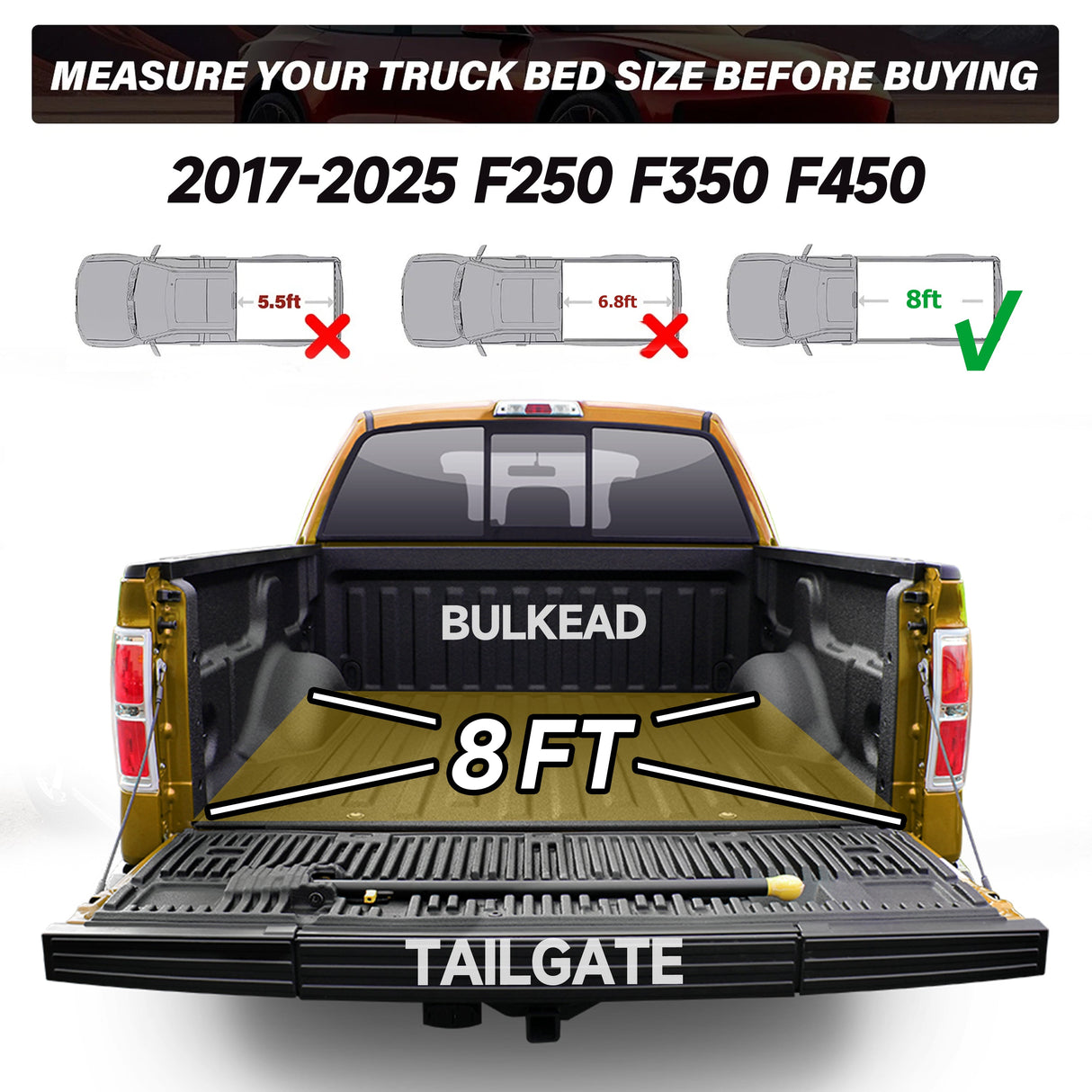 Trucktok 2017-2025 Ford F250 F350 Super Duty 8FT Soft Roll Up Tonneau Cover Bed TruckTok