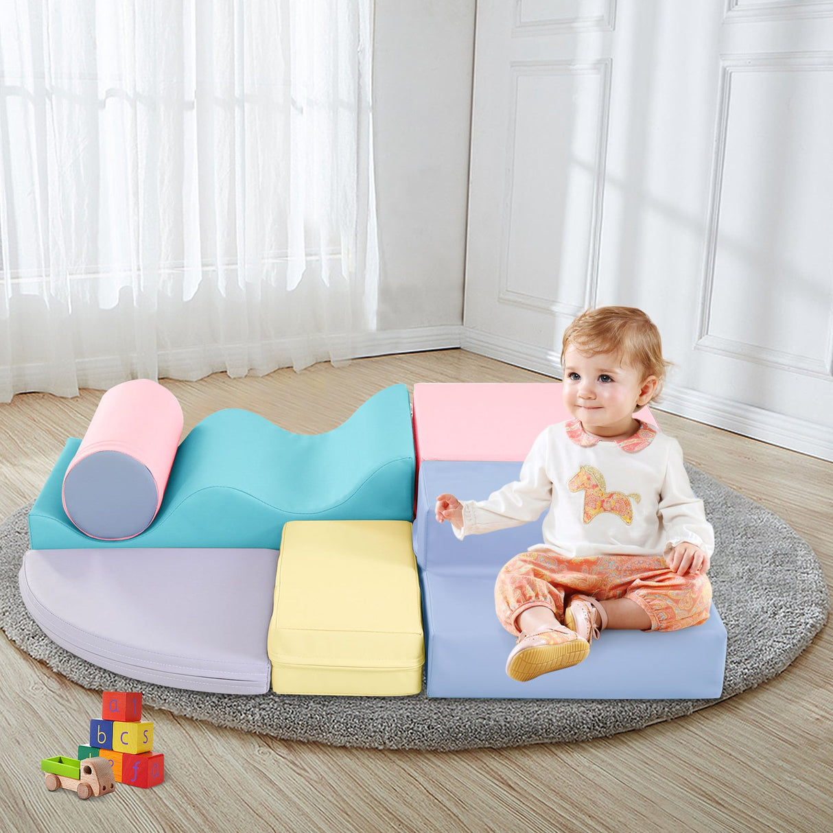 Soft Climb and Crawl Foam Playset 6-in-1 Soft Play Equipment for Active Play