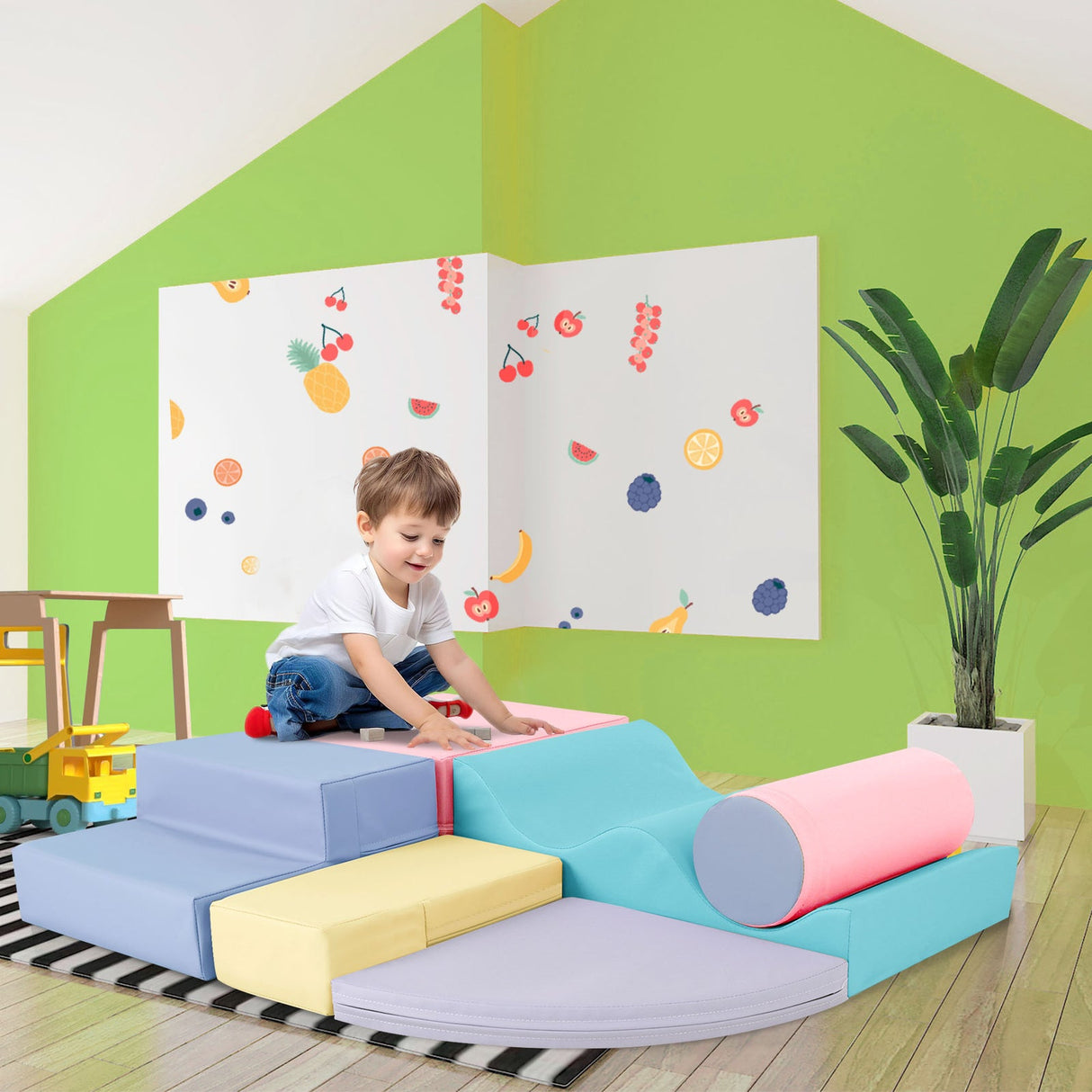 Soft Climb and Crawl Foam Playset 6-in-1 Soft Play Equipment for Active Play